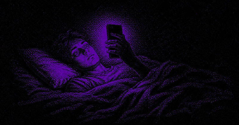 How to stop doomscrolling — person looking at phone at night
