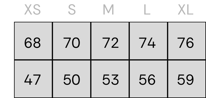 Size chart table